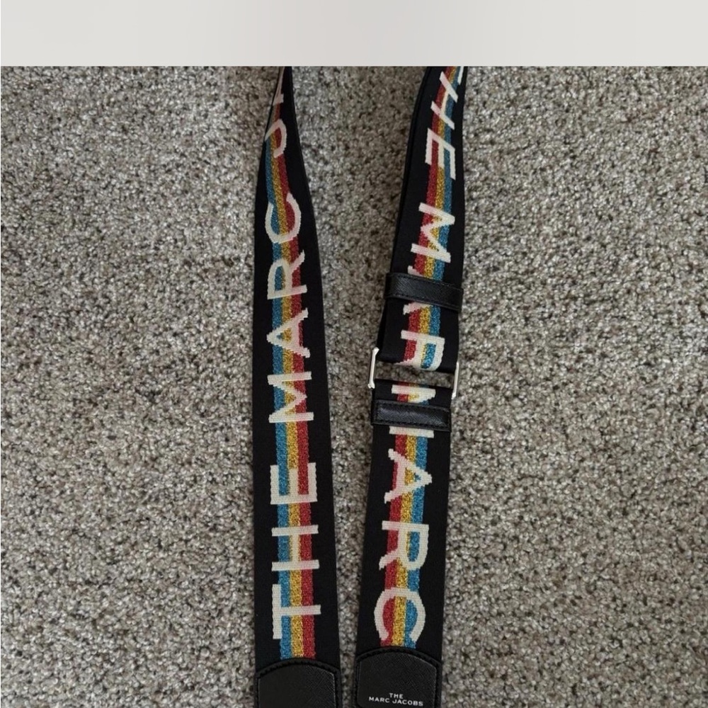 Marc Jacobs Black Multicolor Logo Webbing Adjustable Multicolor Strap